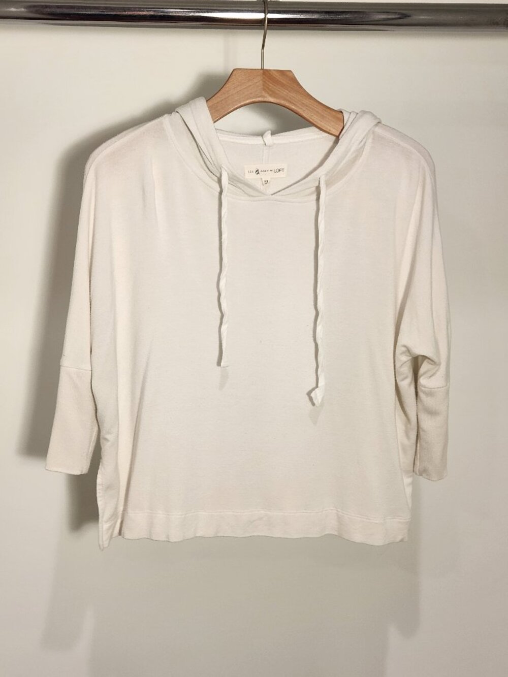 LOU GREY for LOFT White Cropped Hoodie Women's Size XS